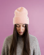 Beanie "NOT Sorry!" mit Label soft-rib
