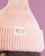 Beanie "NOT Sorry!" mit Label soft-rib