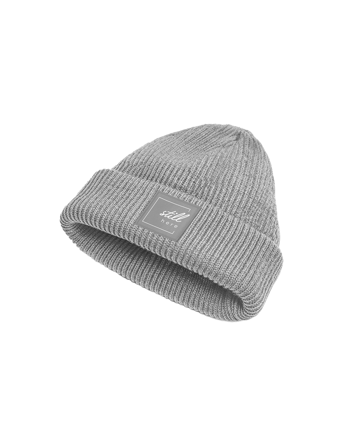 Beanie "still here" grey heavy rib